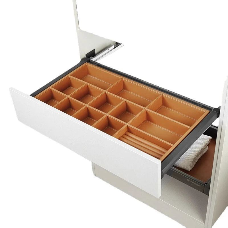 

Mocha Leather Wardrobe Accessories Hardware Retractable Multifunctional Jewelry Box