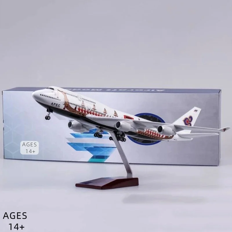 

1/150 Scale B747 Airplane Model Thailand Dragon Boat 47cm Diecast Resin Airplane With Led Lights And Wheels For Decoration Gift