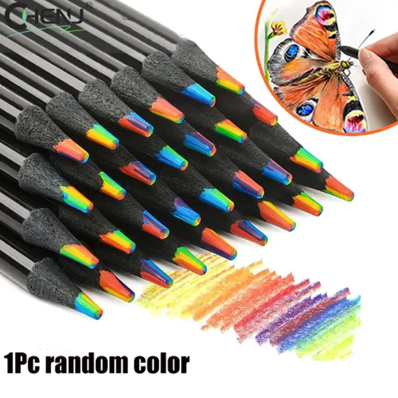 Crayons arc-en-ciel dégradés, couleurs aléatoires, pour dessin artistique, croquis, 1 pièce