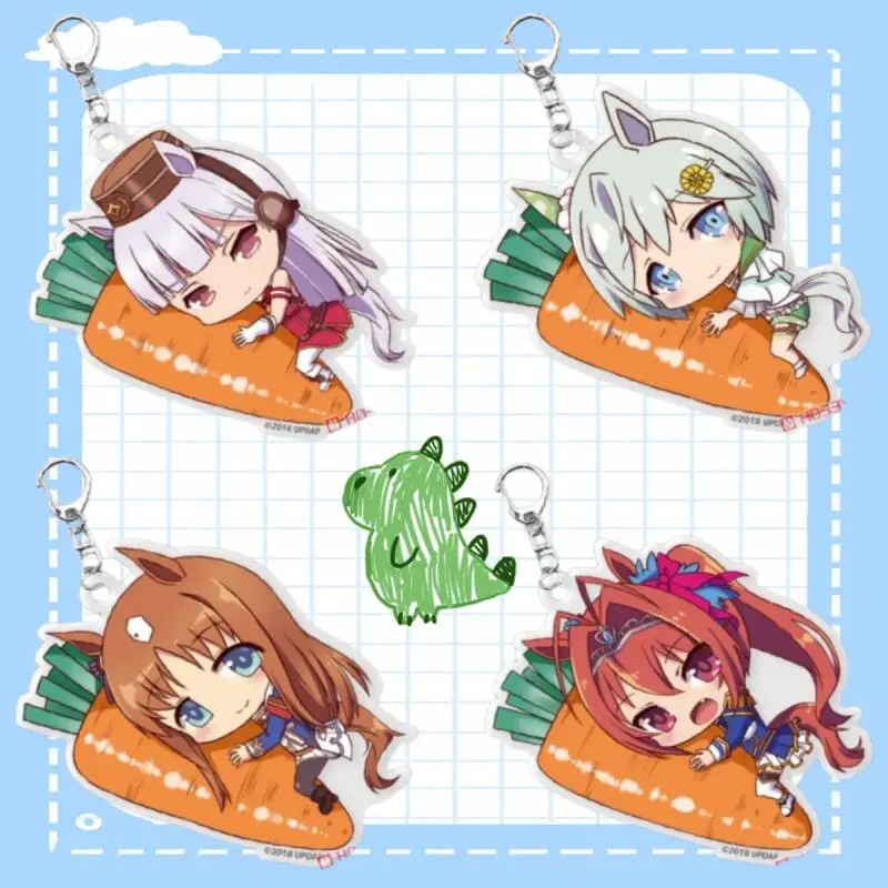 Acrylic Key Ring for Uma Musume Pretty Derby Gold Ship Seiun Sky Grass Wonder Daiwa Scarlet Chibi Version Diy Acrylic Pendant
