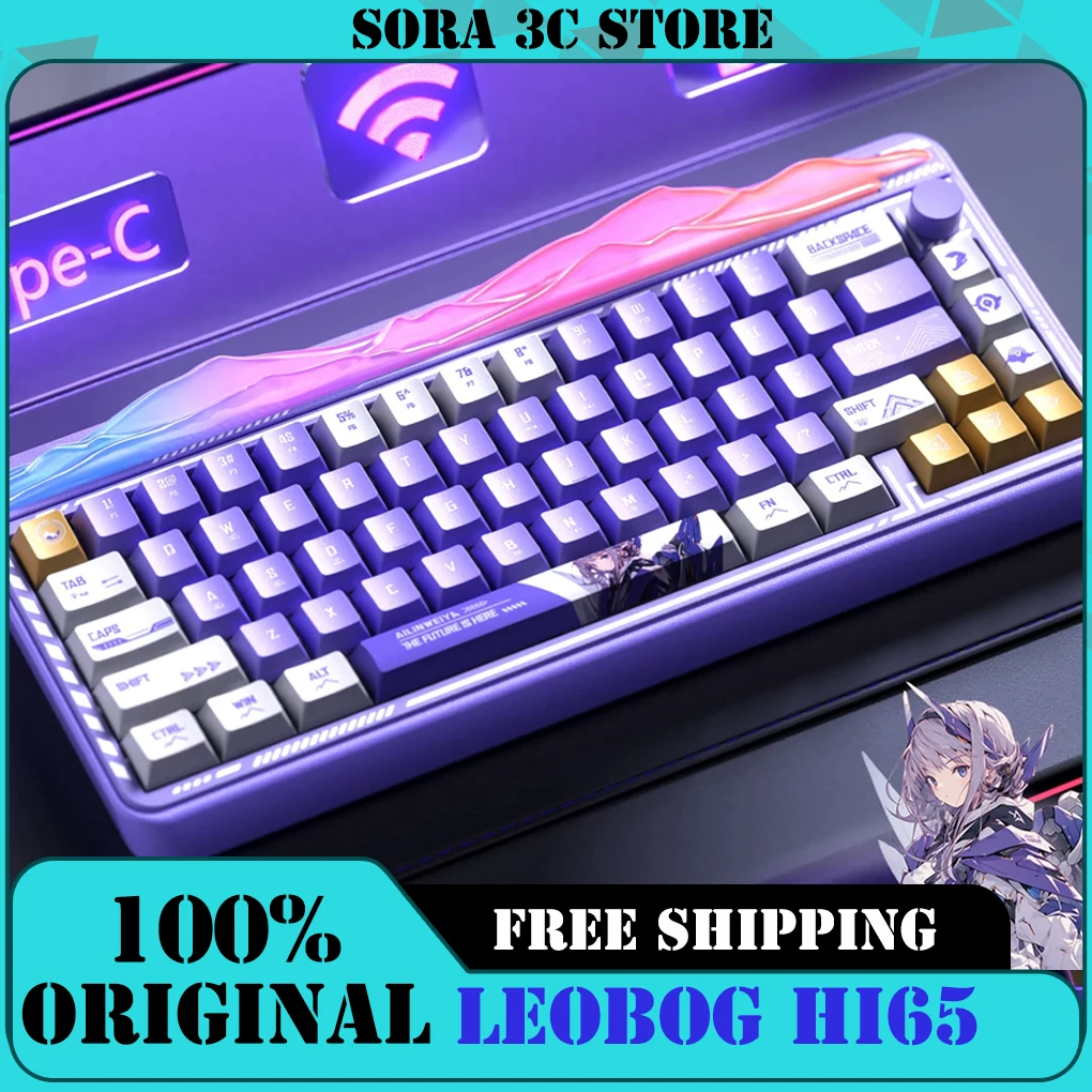 LEOBOG Hi65 Teclado Mecânico Sem Fio de Três Modos para Jogos, Teclado Gamer RGB Hot Swap 4000mah com Gasket e Botão Multimídia para PC
