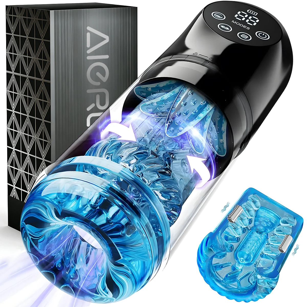 AIERLE Automatic 6 IN 1 7 Rotating Sucking Licking Modes Male Masturbator Vacuum Penis Pump Vagina Masturbation Sex Toy for Men