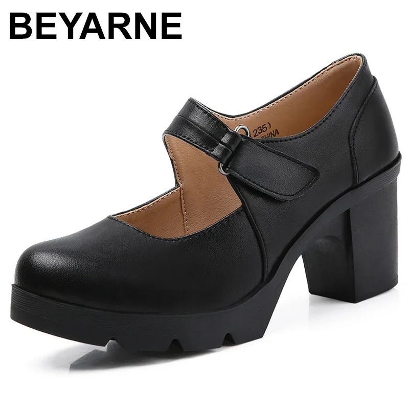 Japanese Fashion Platform Shoes Women Autumn New Genuine Leather Female Retro Casual Office Shoes High Heels Shoes For Women