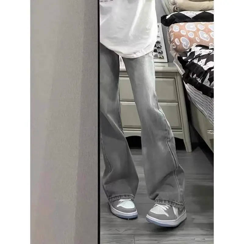 

e ey American Retro High Street Men's Spring Autumn Loose Casual Straight Leg Jeans Youth ular Long Pants