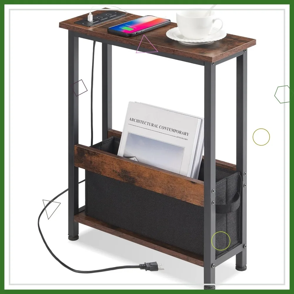 

Compact Charging Side Table with Storage Drawer and USB Ports for Small Spaces