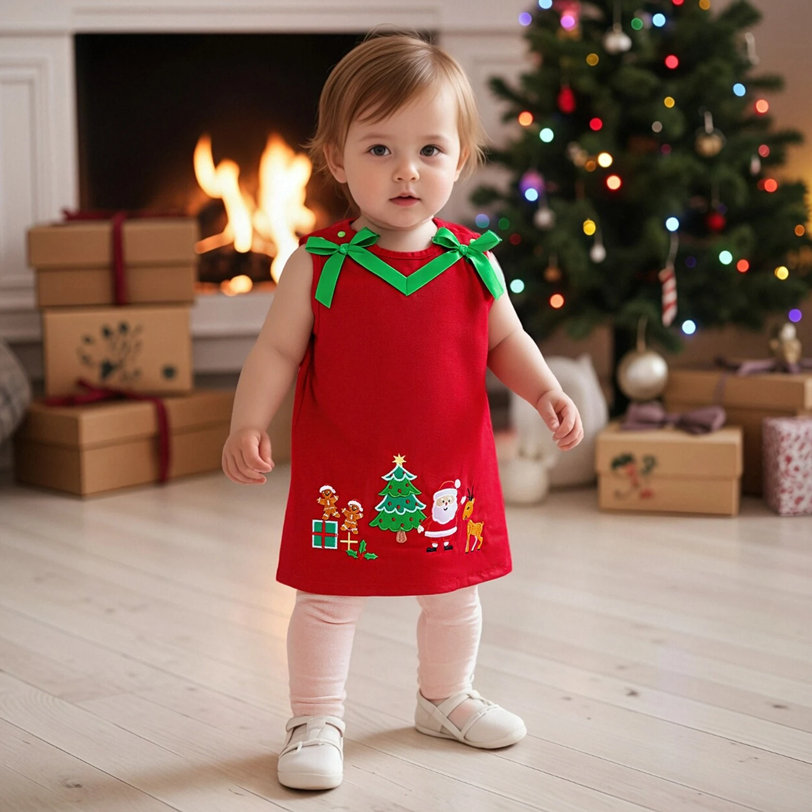 Embroidery Xmas Tree - 1-4 Jahre Kleinkind Mädchen Weihnachten Tank