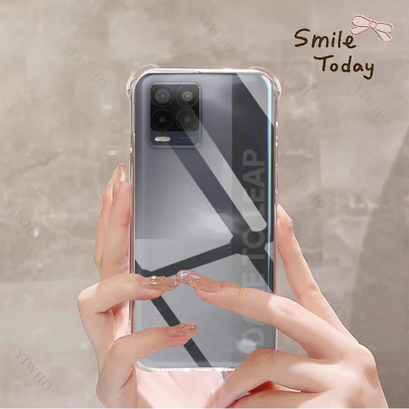 Прозрачный флип-чехол для Realme 8 из ТПУ для Realme8 6,4 дюйма RMX3085, противоударный Ультратонкий Мягкий бампер с защитой от царапин