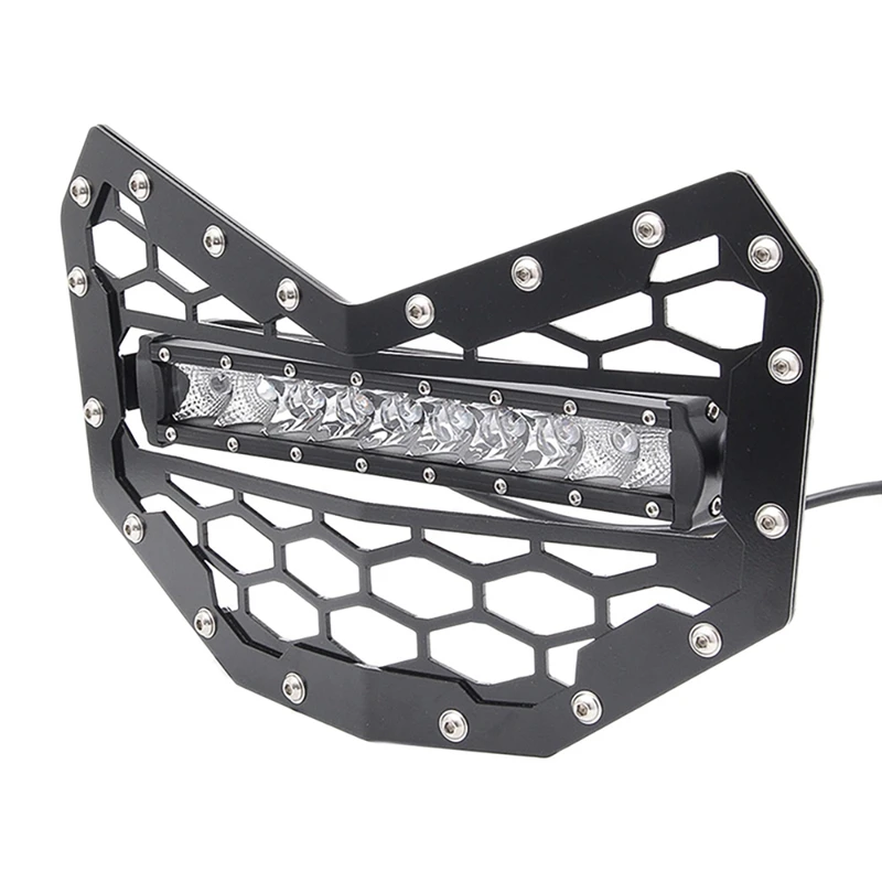 

ATV UTV Front Bumper Mesh Grille Grill Guard With LED Light For Polaris Can-Am Maverick X3 2016 2017 2018 2019