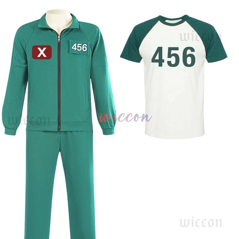 Survival 001 Thriller Seong Gi-hun Cosplay Costume 456 Tracksuit Tshirt Games Halloween Party Clothes For Men Women Sweatshirt