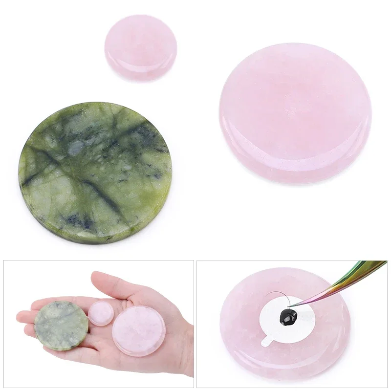 Colla per ciglia per pallet Estensioni Rosa Verde Pietra di giada Riutilizzabile Ciglia finte Porta pallet adesivo Accessori per il trucco