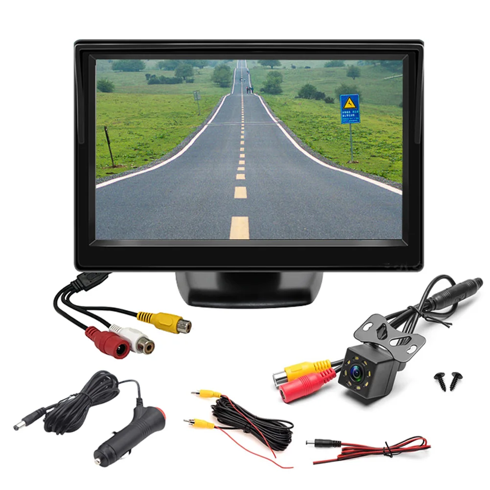 

4.3/5 Inch Car LCD Monitor Rear View Backup Camera for Vehicle Van Night Vision Reverse Video Parking System Easy Installation