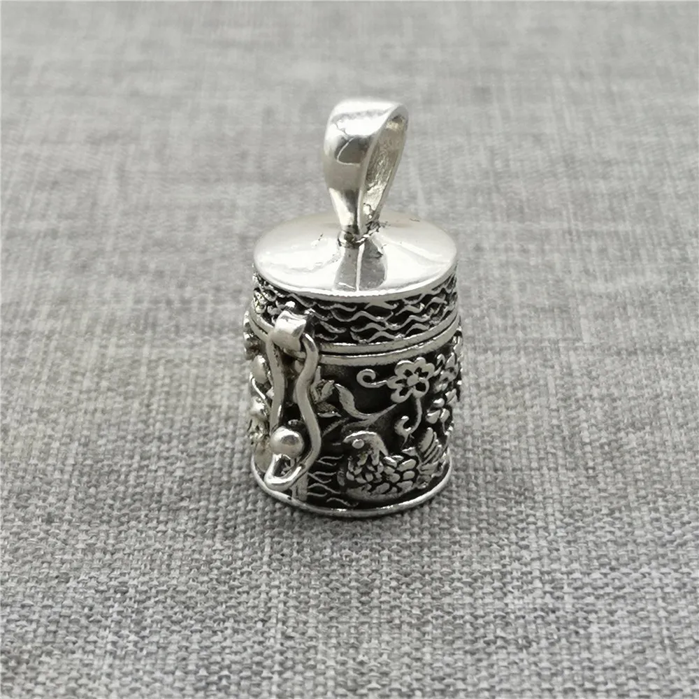 

925 Sterling Silver Lotus Duck Locket Pendant Love Prayer Memory Box for Yoga