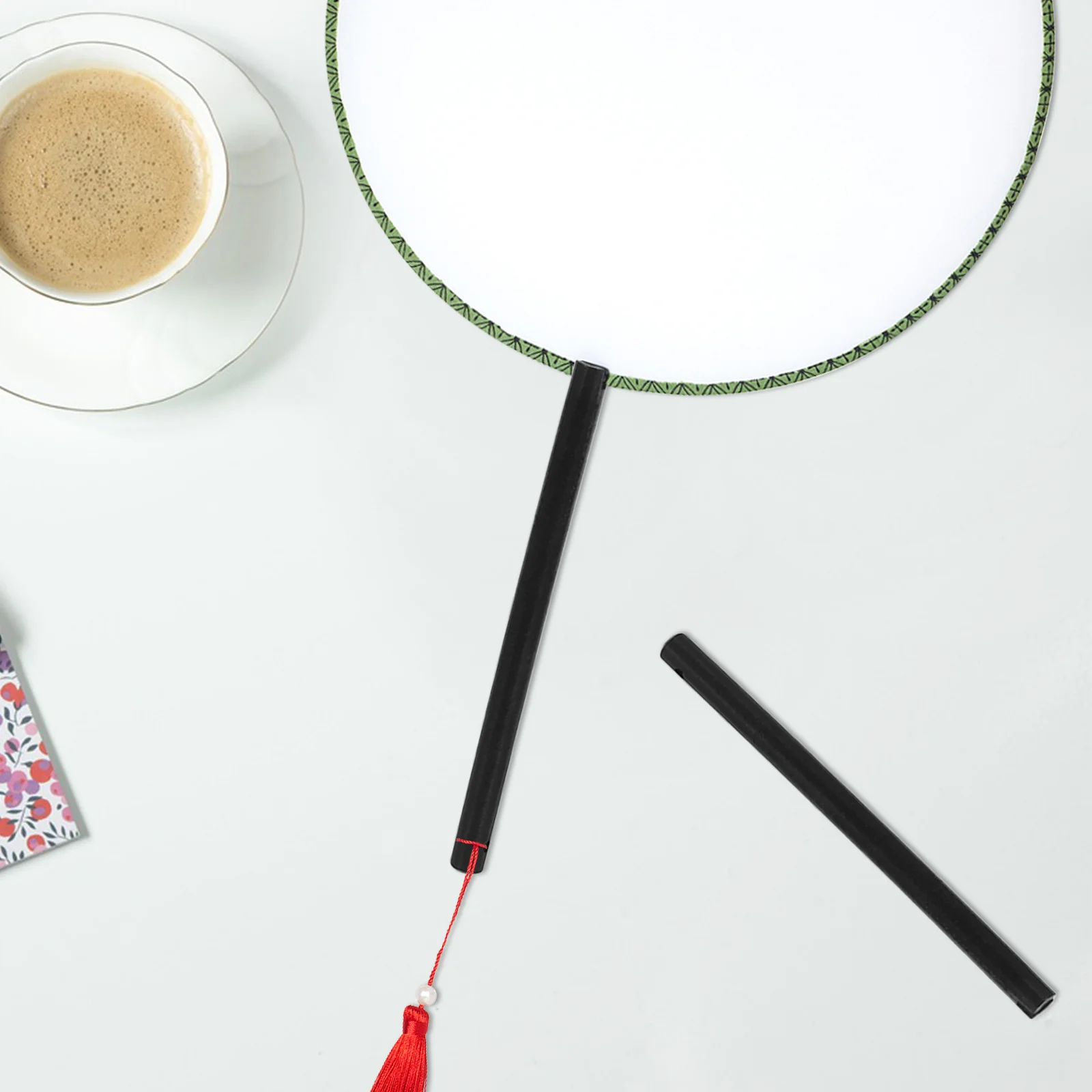 Mangos de abanico de madera, palos artesanales negros, piezas portátiles, campanas decorativas de estilo chino, suministros de costura artesanales hechos a mano, 10 Uds.