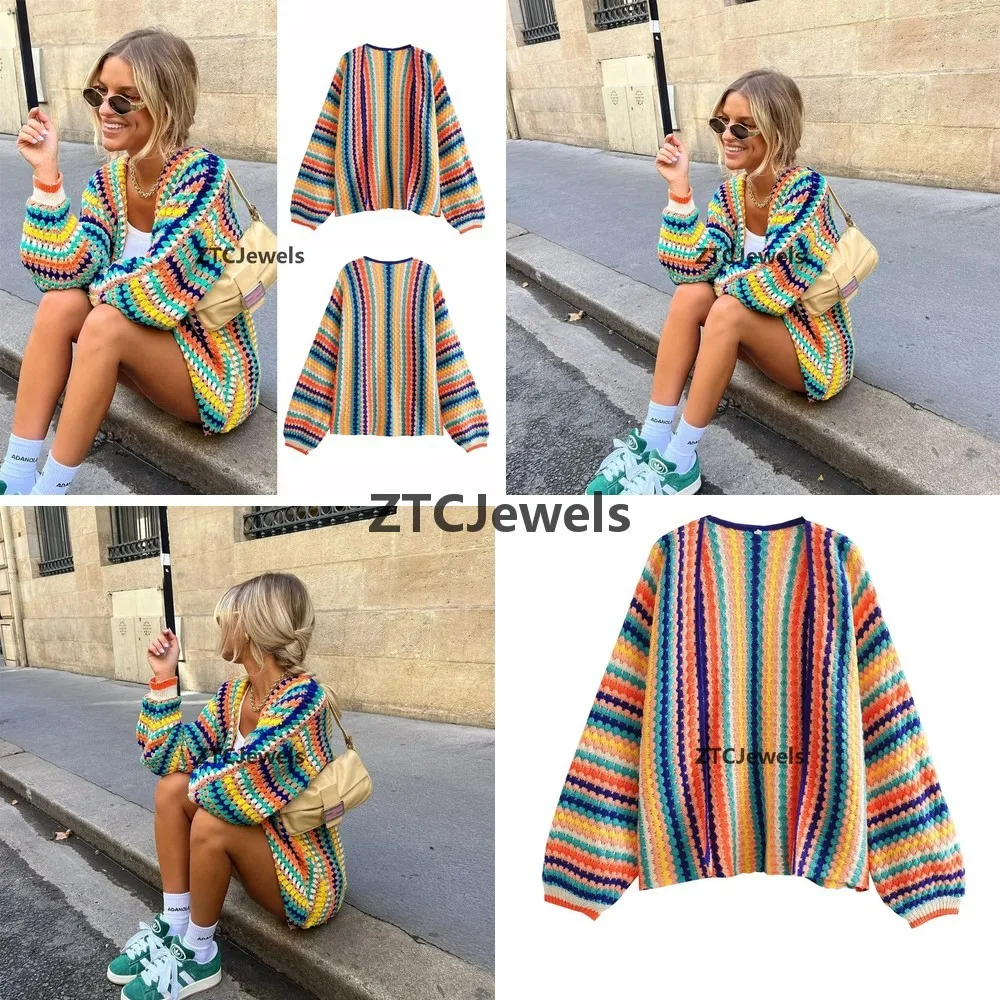 

Women Cosplay Loose Knitted Cardigan Long Sleeve Casual Street Style Dopamine Fashion Sweater Autumn Coat