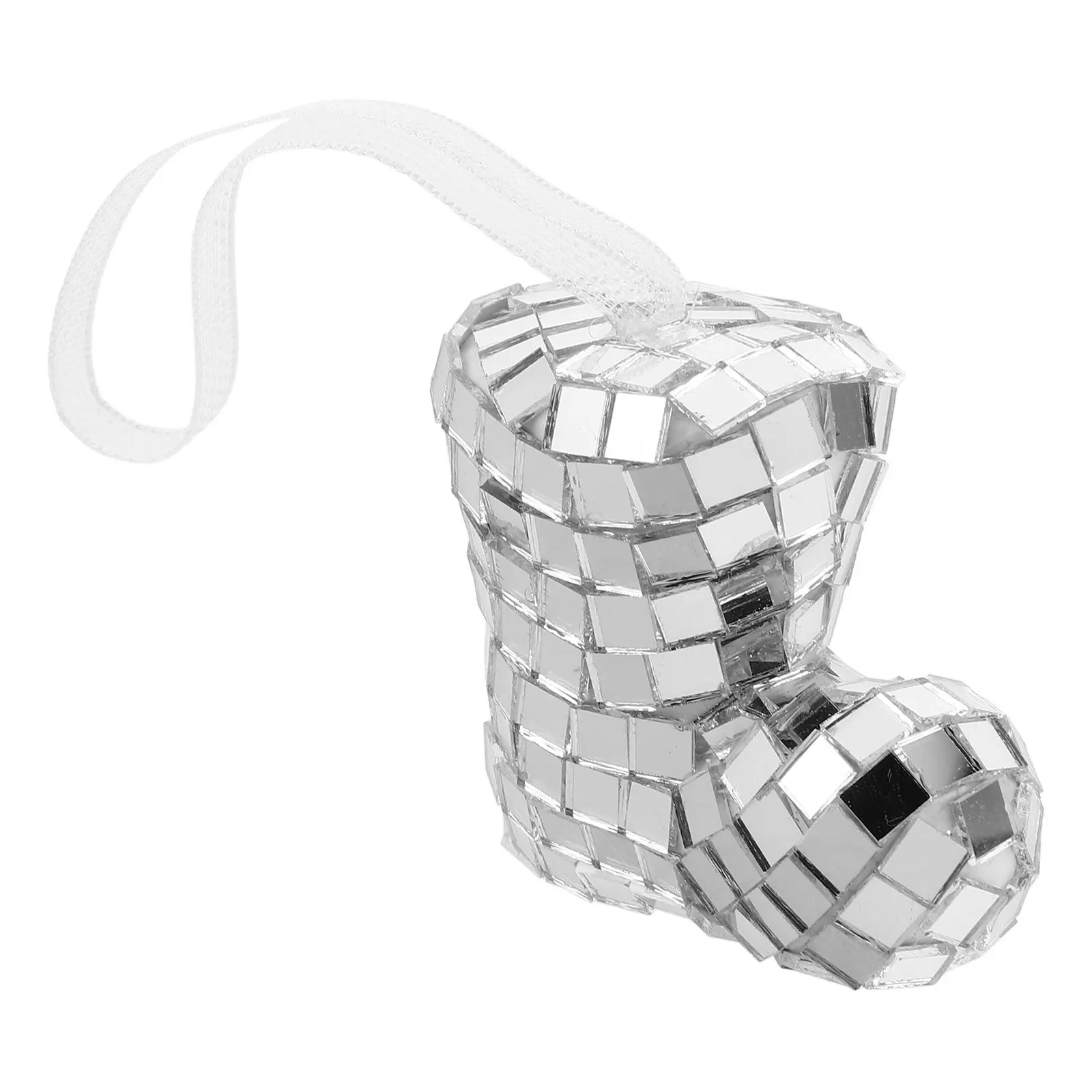 

1pcs Christmas Boot Decoration Silver Glass Hanging Mirror Boot Disco Ornaments for Tree Party Favor Xmas Gifts