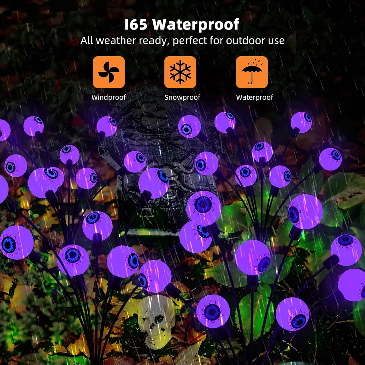 Luces solares impermeables para decoración de Halloween, estaca con forma de globo ocular