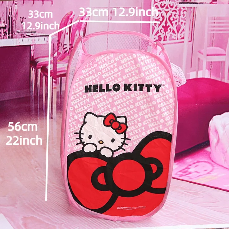 1pc Hello Kitty cestino per vestiti sporchi portatile Y2K Sanrio simpatico cesto portabiancheria pieghevole borsa portaoggetti di grande capacità