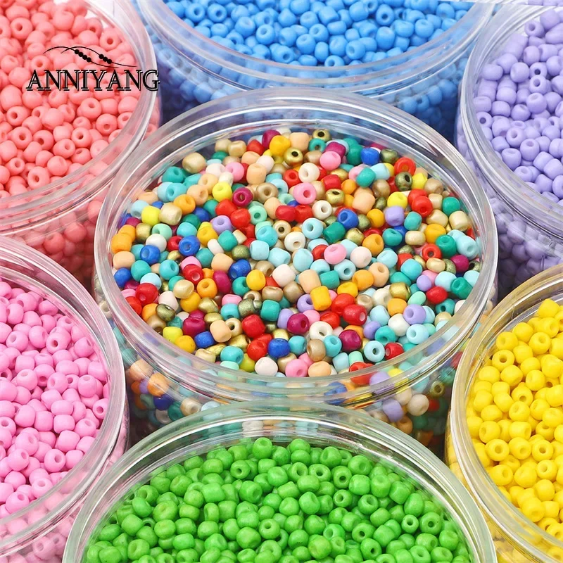 

2/3/4mm Glass Solid Color Baking Paint Rice Bead Loose Bead Material Handmade DIY Bead Necklace Clothing Accessories