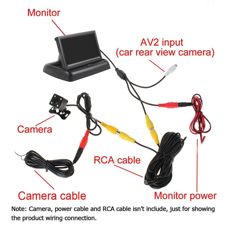 Car Folding Monitor Screen With 2 Way Video Input For Vehicle Rear View Camera Parking Backup Reverse 5 Inch TFT Display