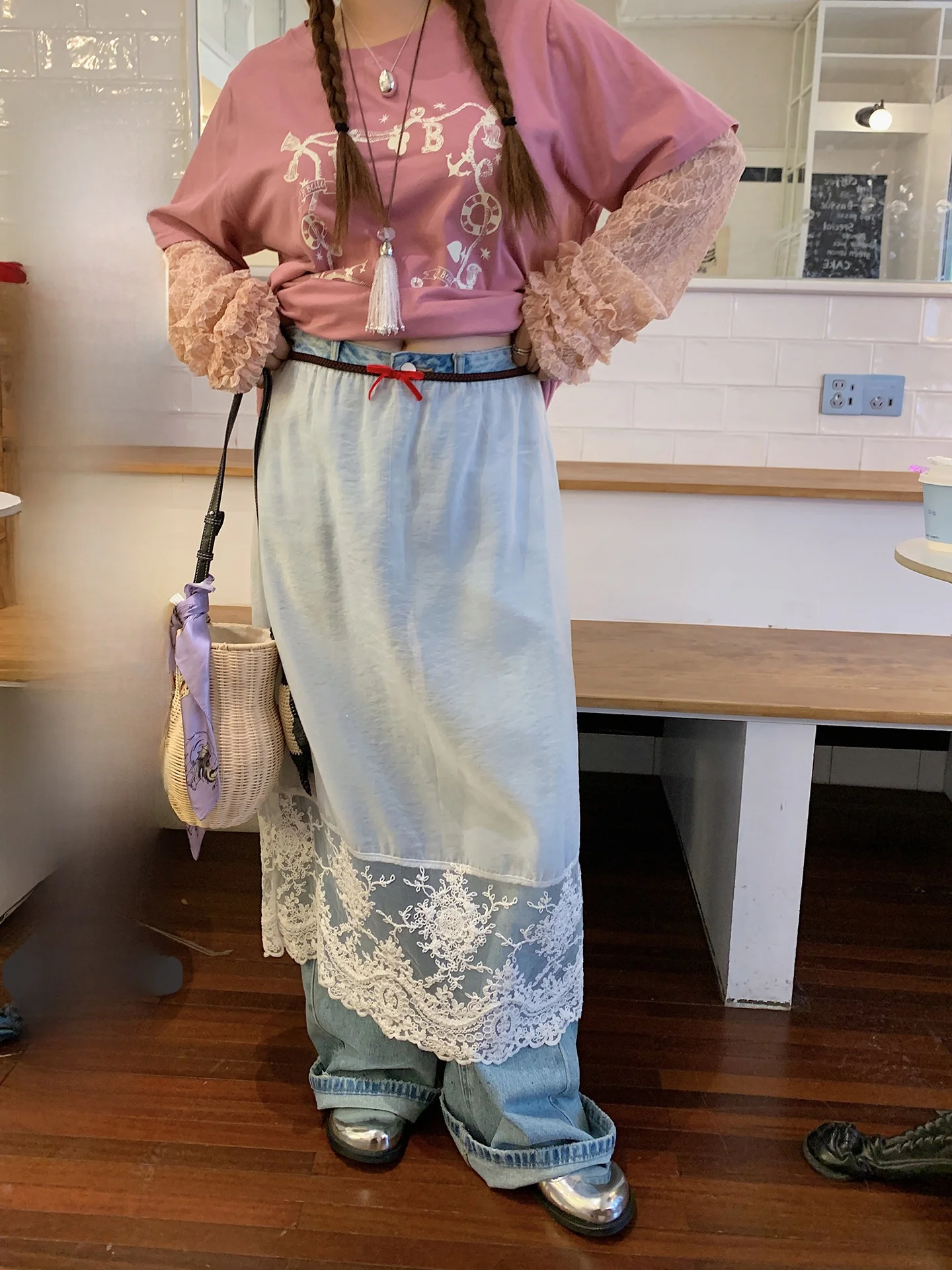 

Юбка Gold Day с кружевными вставками, женская, А-силуэт, свободный крой, весна-лето, большие размеры, дизайнерская модель