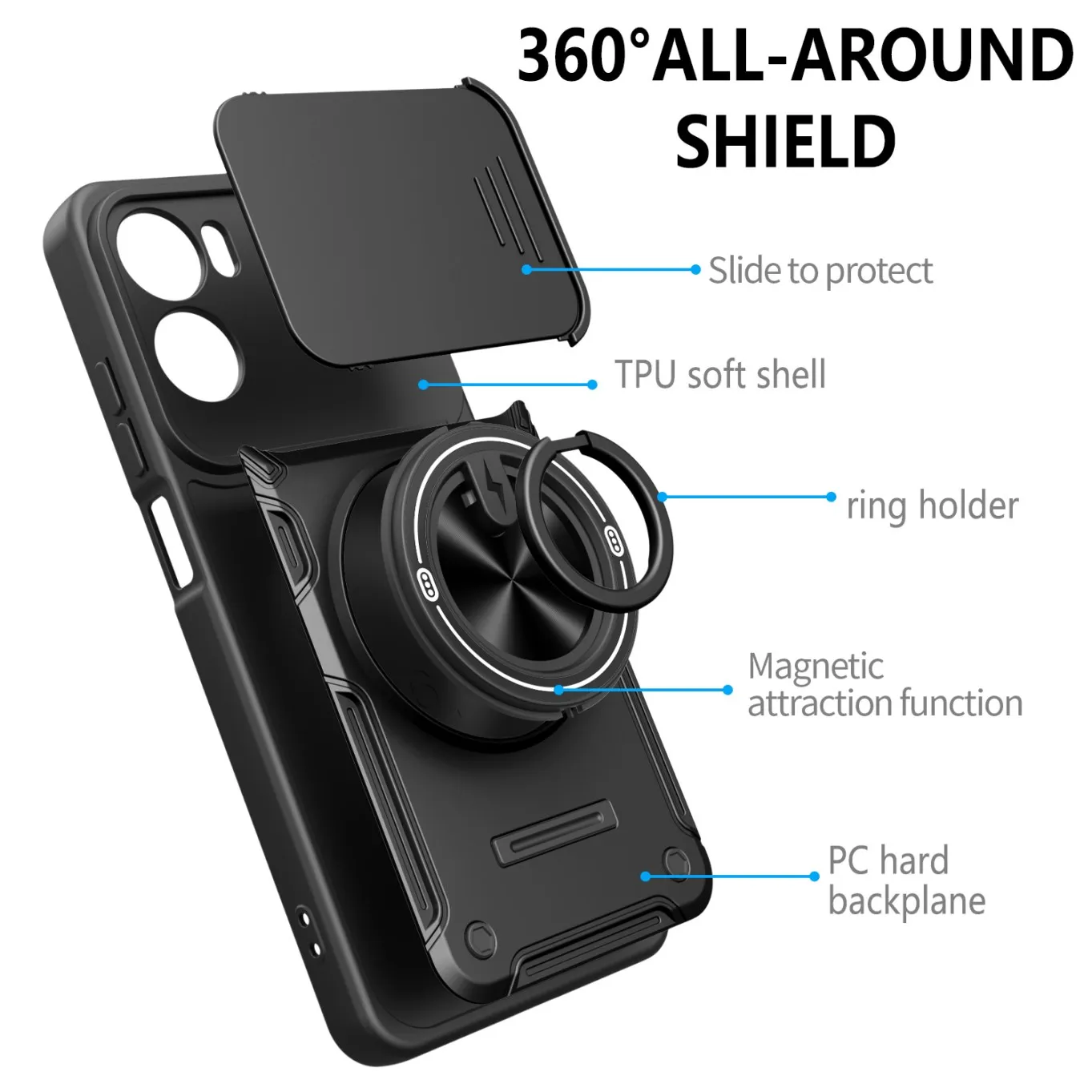 Stoßfeste Schutzhülle für Motorola Edge 70 60 Fusion Pro G86 G56 G06 G85 G15 G05 Kameralinsen-Schutz Magnetischer Ringständer Cover – Detail 8
