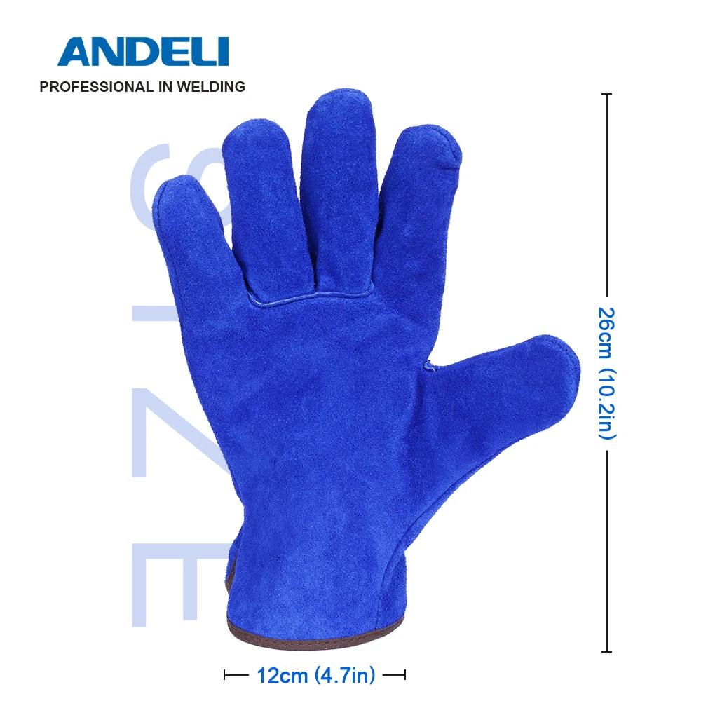 ANDELI 1 Pair Fireproof Durable Welder Gloves Wear-resistant Anti-Heat Work Safety Gloves For Welding Metal Hand Tools