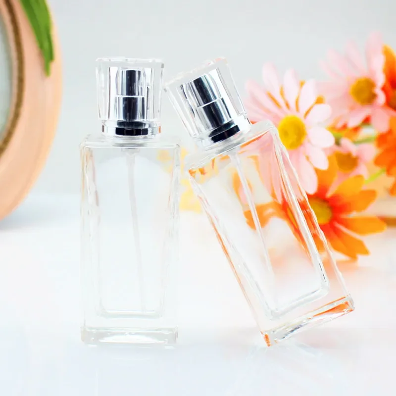 

5pcs/lot 30ml Square Thick Glass Perfume Bottles Clear Empty Travel Spray Atomizer Cosmetic Sprayer Bottle Refillable