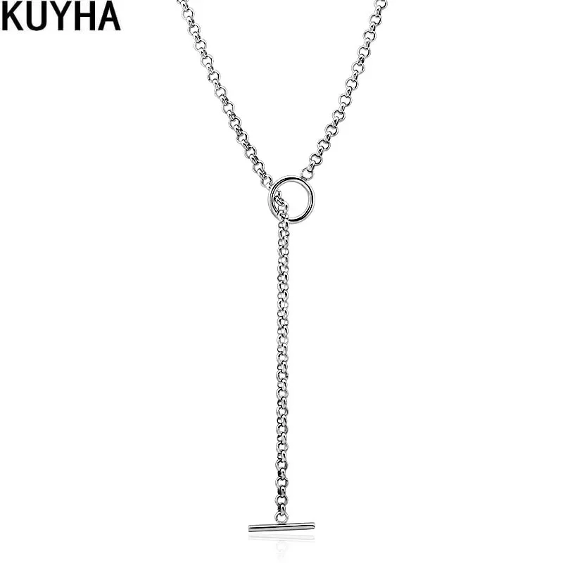 Long Chain Different Ways to Wear Stainless Steel Round Circle Charm Chain Necklace DIY Jewelry Bracelet Necklace O chain