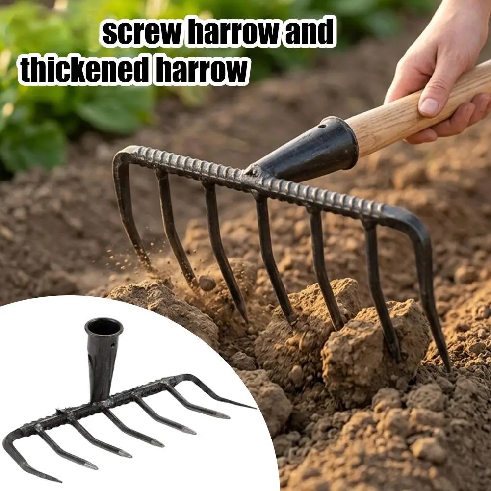 Upgrade Multifunctional Ninetooth Nail Rake Household Sturdy and durable manganese steel laborsaving nail rake Garden agricultur