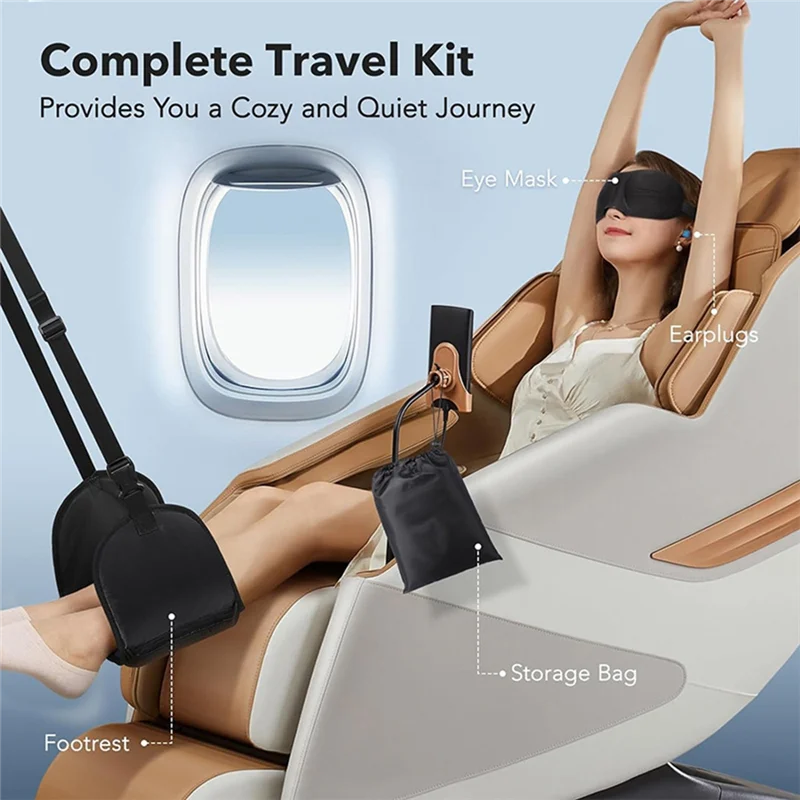 VELIF-Foot Relaxing Hammock Adjustable Airplane Foot Hammock For Office Travel Relaxing Under-Desk Resting Foot Hammock