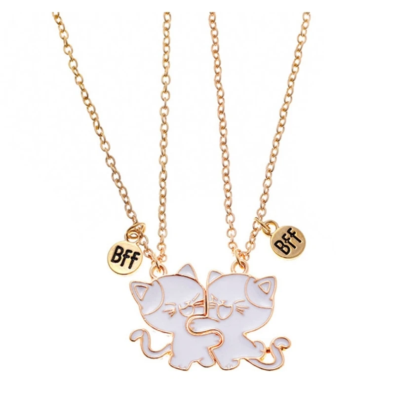 2 Pack Friendship Necklace Set Cats Pendants Necklace Charm Necklaces Friend Neck Jewelry Suitable for Various Occasion