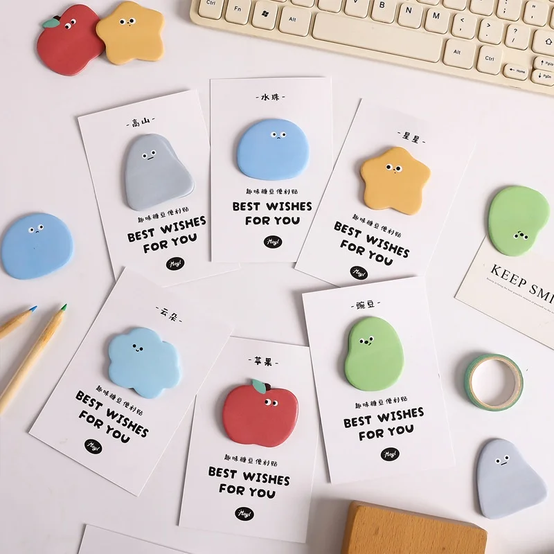 48pcs/lot Cartoon Sugar Bean Memo Pad Sticky Notes Cute Stationery Label Notepad Planner Sticker Post School Supplies