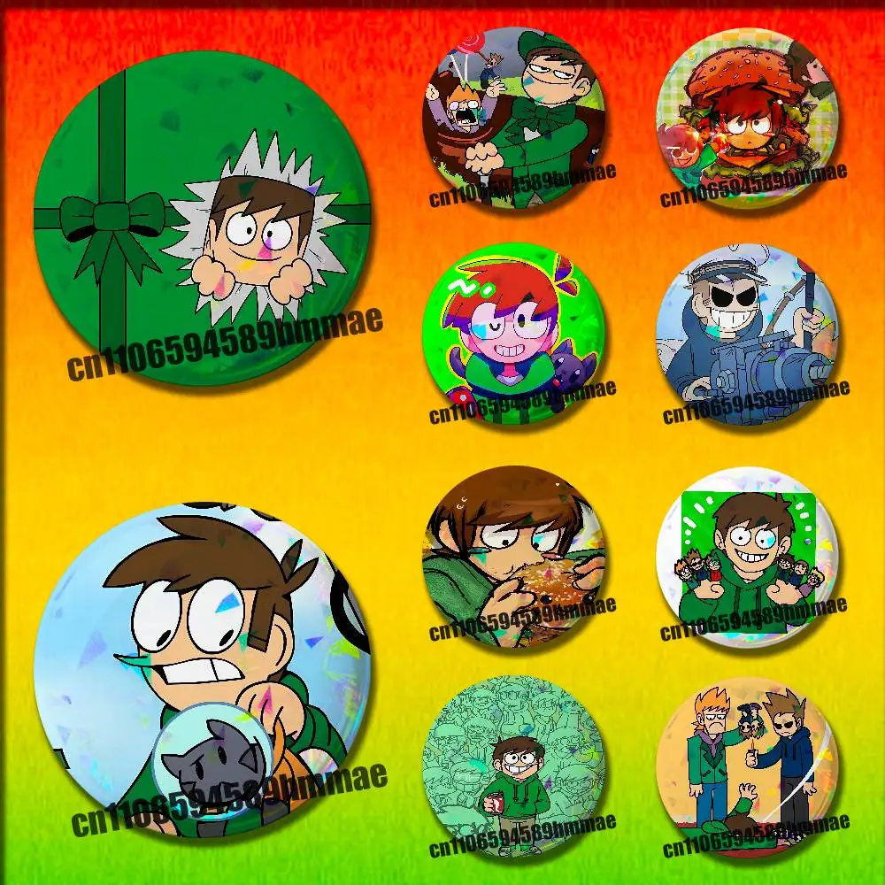 E-Eddsworld Edd Tom Matt Tord Round Pins Insignia Badge Cover For Ornament 75mm Cosplay Brooch Button