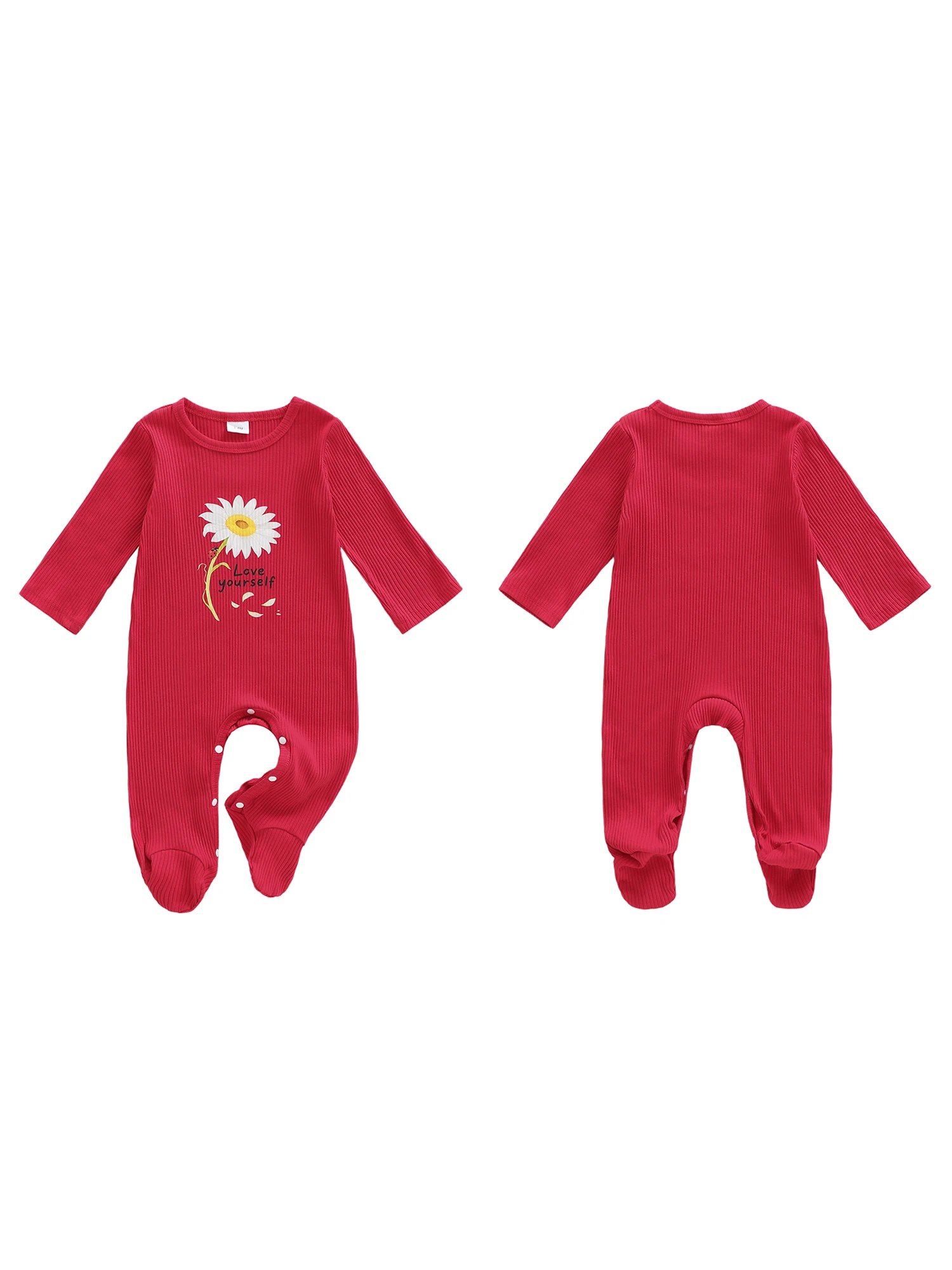 

Осенний повседневный комбинезон для маленьких девочек с длинными рукавами и круглым вырезом, комбинезон с буквенным принтом подсолнечника и ногами