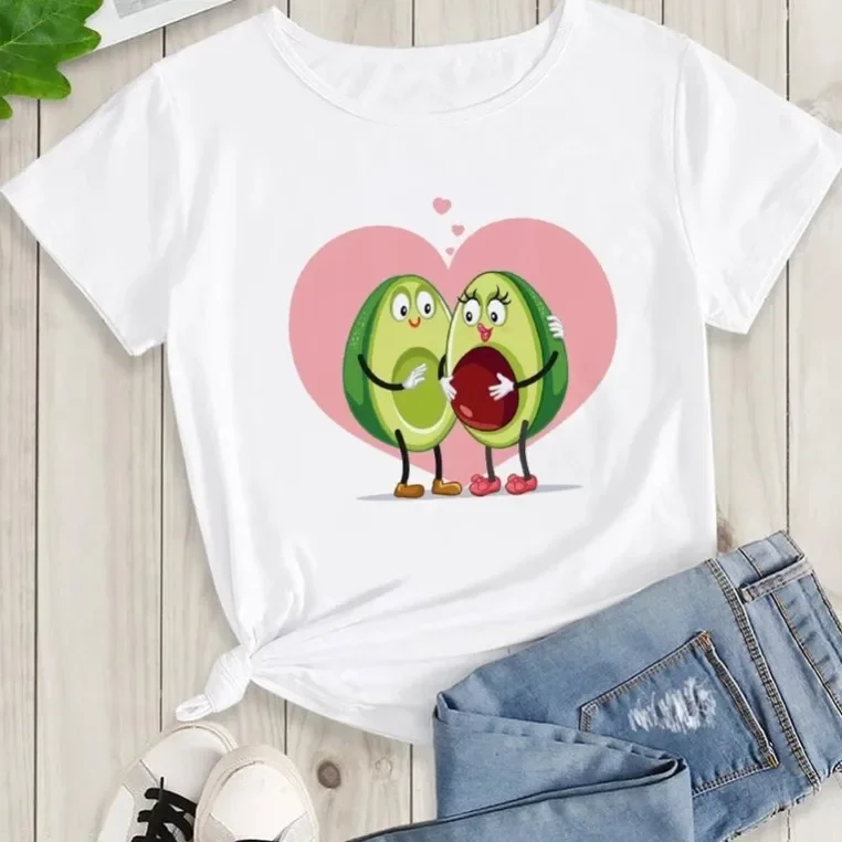 Harajuku New Hot Print Kawaikatong Women Casual Graphic Avocado Short Sleeve Women's Summer Top T-shirt Short Sleeve