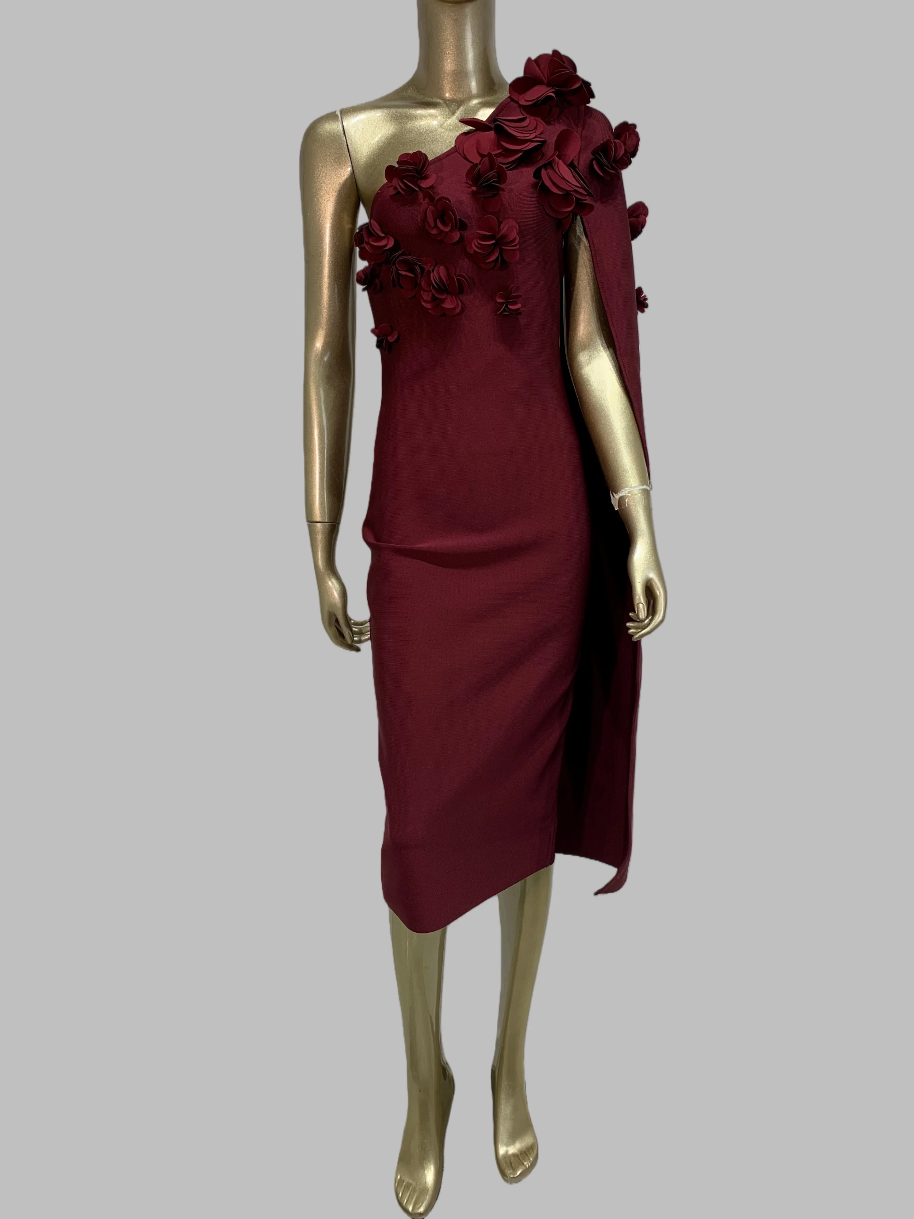 

Бордовое облегающее платье-бандаж для женщин, роскошное вечернее элегантное платье, длинное платье с цветочным узором, длиной до колена, трикотажное платье оптом