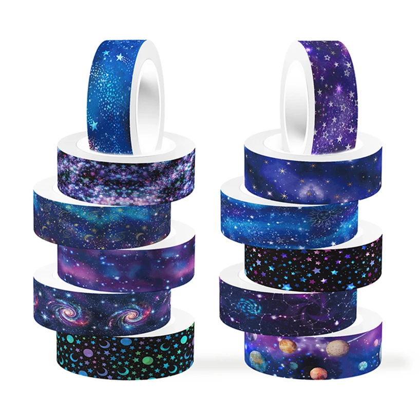 

Starry Sky Washi Tape 12 Rolls Scrapbooking Supplies Washitape Universe Cinta Adhesiva Decorativa School Supplies Masking Tape