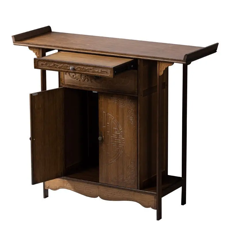 

Solid wood offering simple incense cabinet Chinese shrine offering God of Wealth offering table