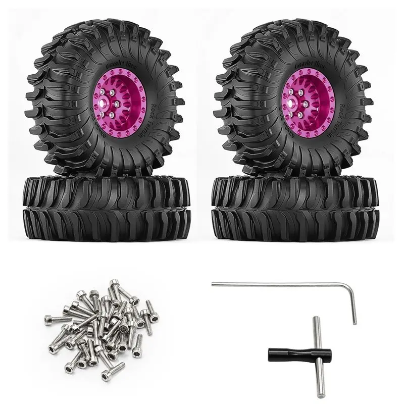 WOWFU-Axial SCX24 AX24 FCX24 1.0 Inch 63Mm RC Cralwer Crawler Beadlock Wheel Tires For 1/18 1/24 Traxxas TRX4M Upgraded Parts