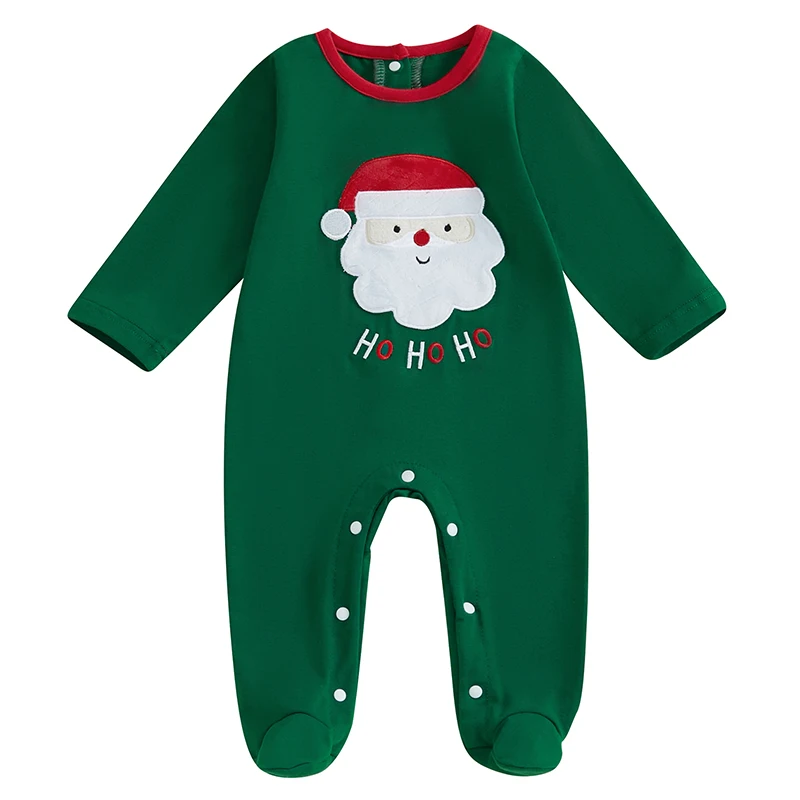 

Baby Boy Christmas Sweatshirt Romper Casual Santa Claus Patch Long Sleeve Jumpsuit for Infant Toddler Fall Outfit