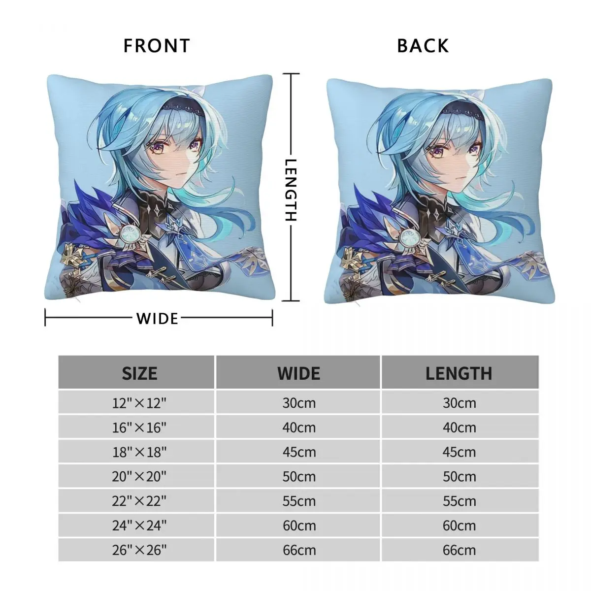 Eula Genshin Impact Square Pillowcase Polyester Linen Velvet Creative Zip Decor Throw Pillow Case Sofa Cushion Cover 18