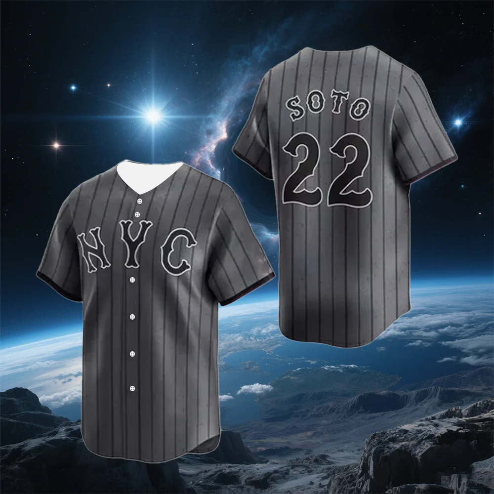 Camisa de béisbol para hombre New York Mets Grey City Soto Basebal 2025, uniforme de béisbol transpirable de secado rápido para niños jóvenes de verano