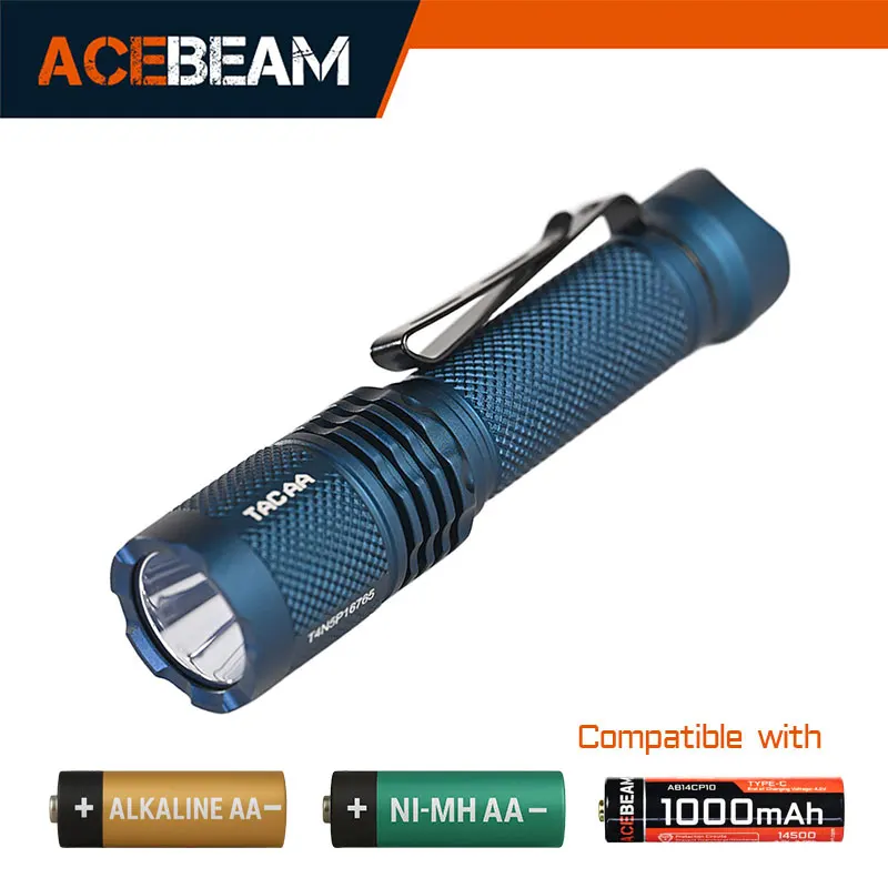 ACEBEAM Wide Voltage(1.2V-4.2V) Tactical Flashlight TAC AA2.0 Rechargeable LED Torch With Self Defense Strobe Mode Flashlights