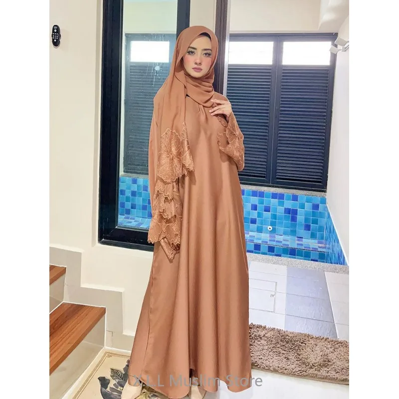 Lace Muslim Dresses For Women Eid Ramadan Robe Clothing Modest Fashion Hijab Dubai Abaya Long Loose Abaya Moroccan Kaftan Dress