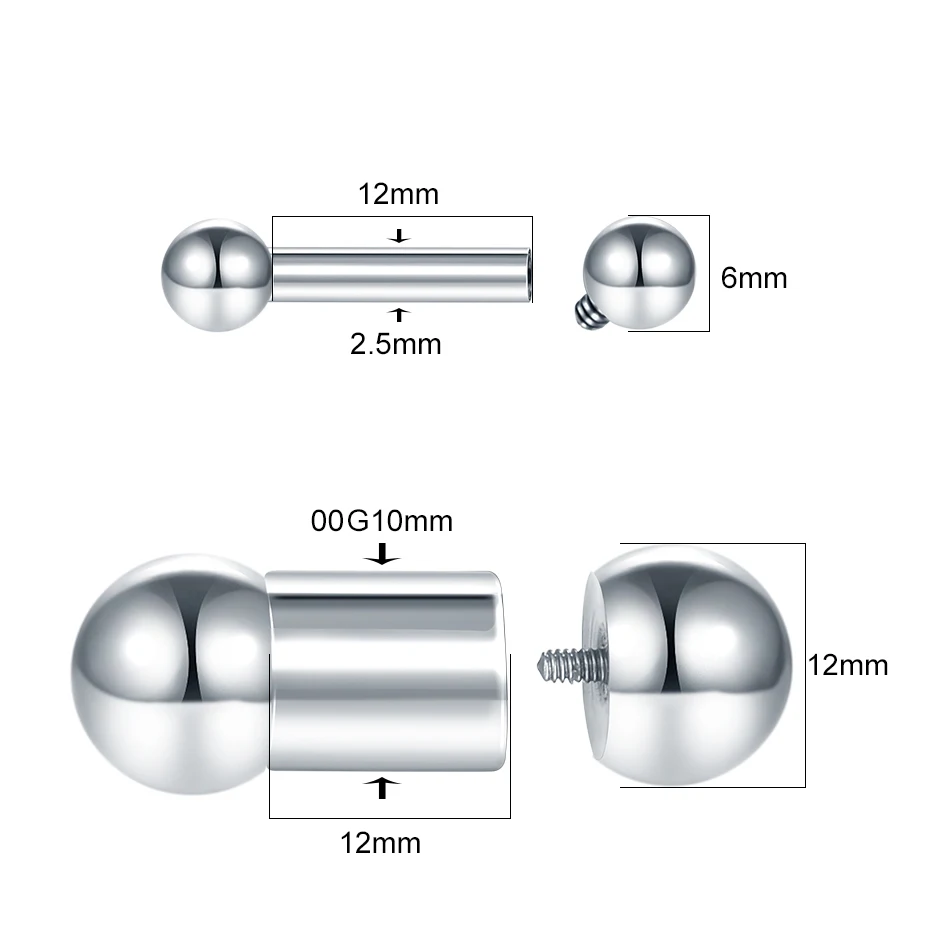1PC Stainless Steel Straight Barbell Internal Threaded Tongue Ring Nipple Piercing Cartilage Tragus Helix Earring 12G-00G
