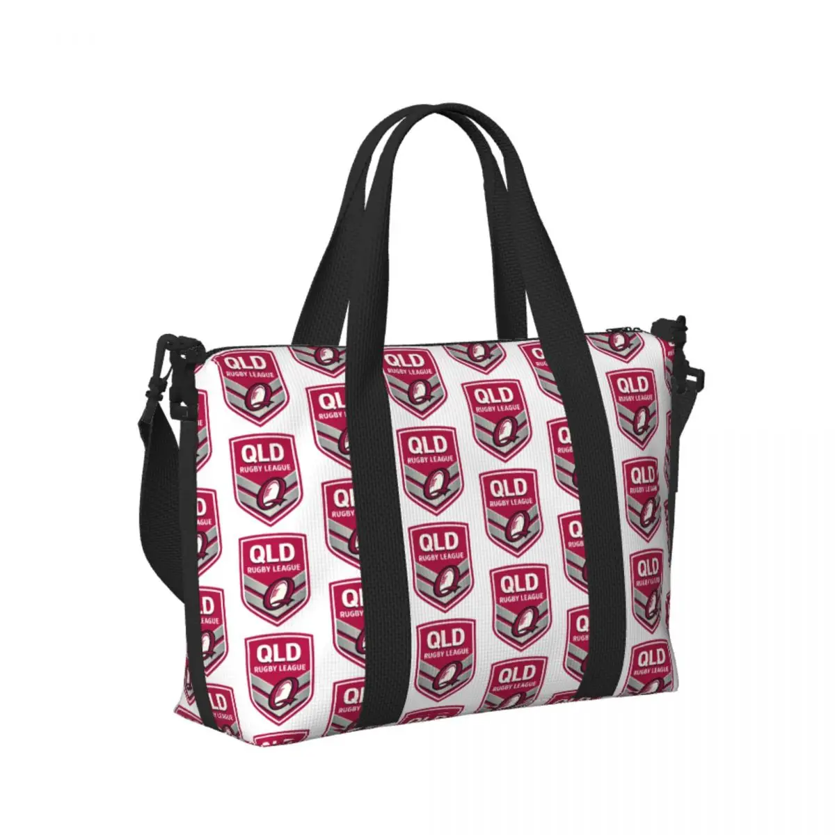 

Custom Queensland Maroons Beach Travel Bag Large Capacity Tote Bags for Gym Sport Women Shopping Duffle Shoulder Bag
