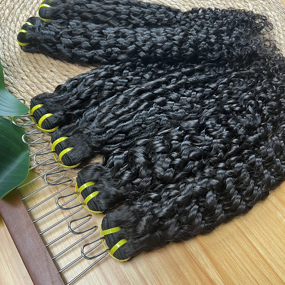 حزم بيكسي مجعد 100% شعر بشري طبيعي أسود اللون لحمة مزدوجة 100 جرام الخام عذراء فيتنام نسج على شكل شعر إنسان ملحقات