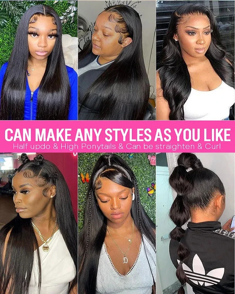 30 Inch Bone Straight Lace Front Wigs Human Hair Transparent 13x4 HD Lace Wig 13x6 Human Hair 180 Density Black Wigs For Women