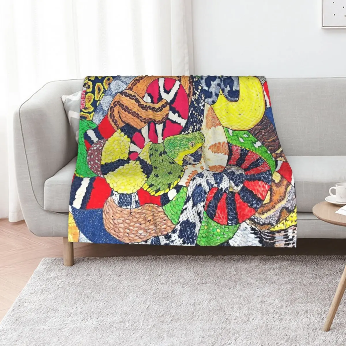Snakes Throw Blanket Flannel Fabric Loose Sofa Quilt Retros Polar funny gift Blankets