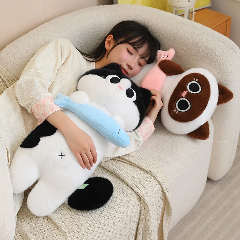 

60cm Kawaii Cat Plush Throw Pillow Sofa Backrest Throw Pillow Office Car Seat Waist Protector Plush Cushion Pillow